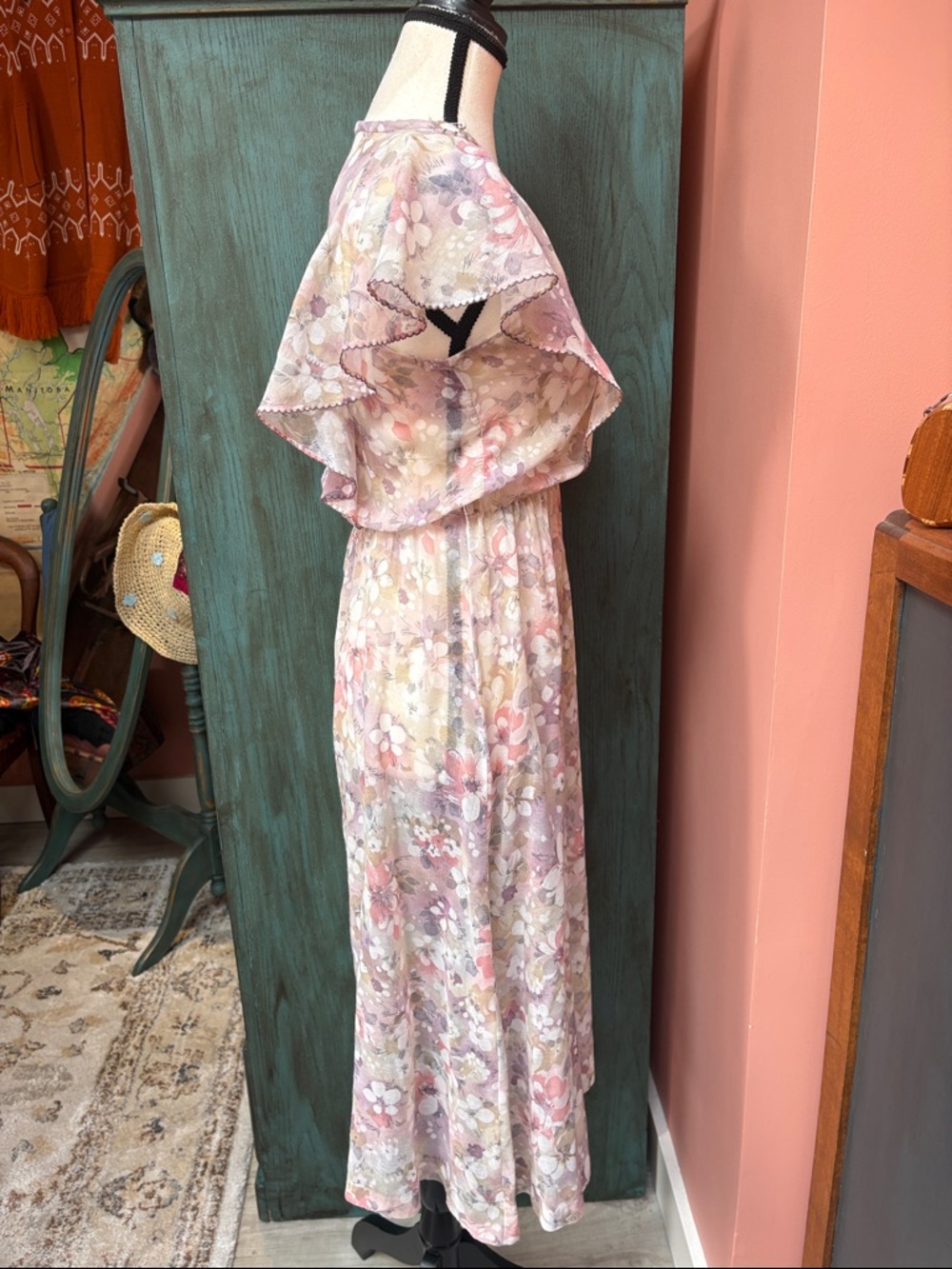 Vintage Sheer Floral Dress | Prairie Style Sz Sm-Med - Picture 10 of 11